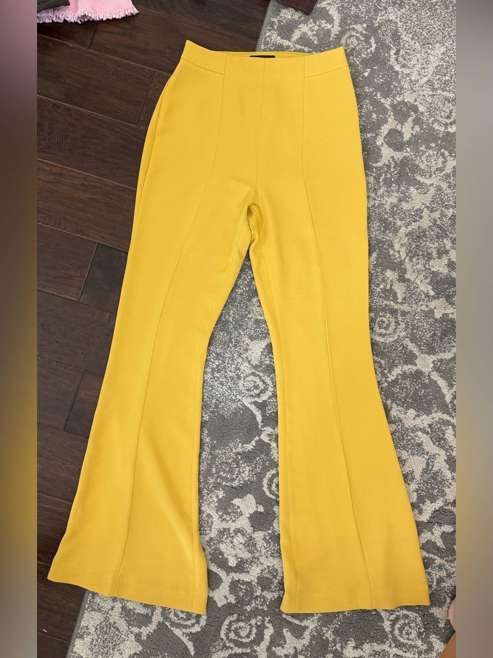 Express Bright Yellow High-Waist Flared Pants